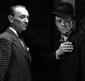 William Hartnell and Richard Attenborough in a scene from Brighton Rock.