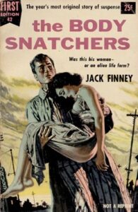 The Body Snatchers first edition book cover illustrated by John McDermott.
