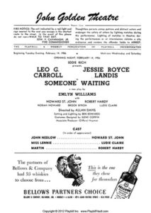 The Someone Waiting Broadway programme.