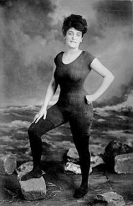 Kellermann in her one-piece bathing suit.