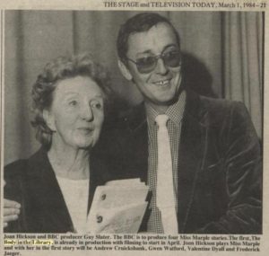 Joan Hickson and producer Guy Slater pictured as her casting as Agatha Christie's Miss Marple is announced in 1984.