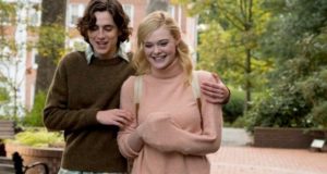 Timothée Chalamet and Elle Fanning in A Rainy Day in New York (2019,)