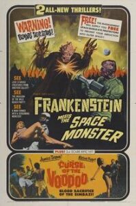 US theatrical release poster of double feature with Curse of the Voodoo.