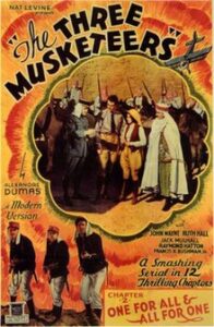 The poster for the 1933 American pre-Code film serial The Three Musketeers.
