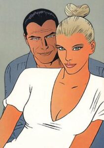 Diabolik and Eva Kant by comic book artist Sergio Zaniboni.