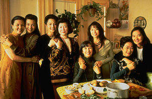 Above (left to right): Suyuan (Kieu Chinh), June (Ming-Na Wen), Waverly (Tamlyn Tomita), Lindo (Tsai Chin), Ying-Ying (France Nuyen), Lena (Lauren Tom), An-Mei (Lisa Lu), and Rose (Rosalind Chao).